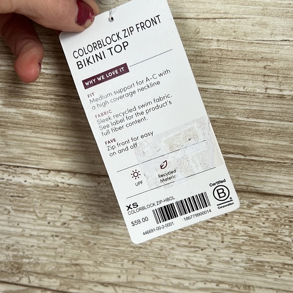 athleta colorblock zip front bikini top xs - Picture 6 of 7